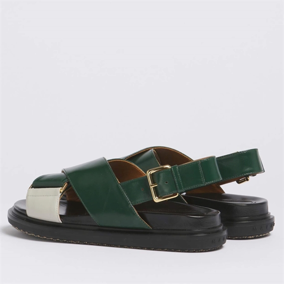 Marni Fussbett Sandaler, Green/Chalk